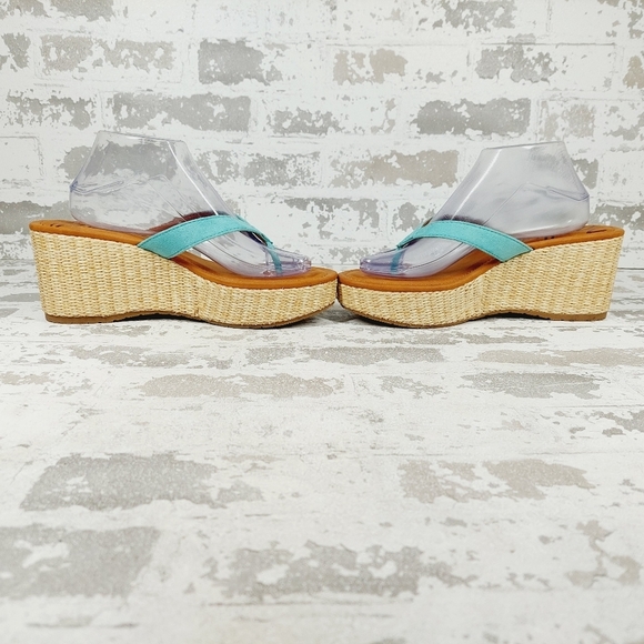 New Zodiac Rio Blue Platform Wedge Thong Sandals F995 - Picture 7 of 12